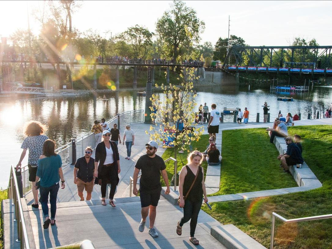 People walking in a park